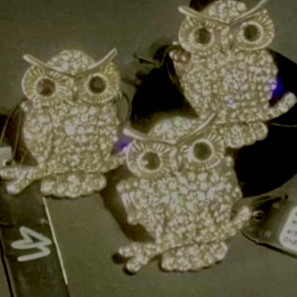 Vintage Oversized Ring / Crystal Costume Jewelry, Great Horned Owl